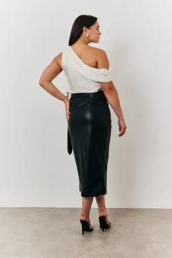 Faux Leather Wrap Skirt|In the Style Sale