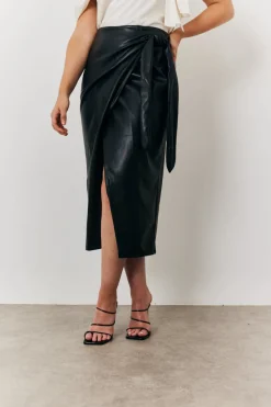 Faux Leather Wrap Skirt|In the Style Sale