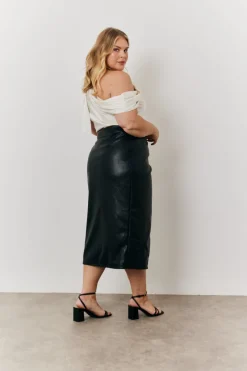 Faux Leather Wrap Skirt|In the Style Sale