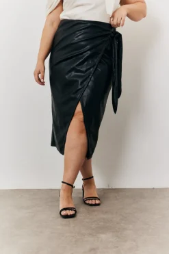 Faux Leather Wrap Skirt|In the Style Sale