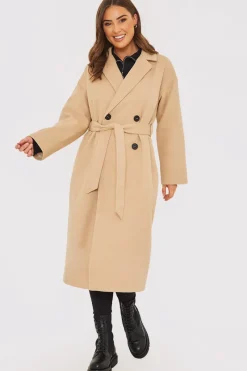 Faux Wool Belted Longline Coat|In the Style Best