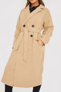 Faux Wool Belted Longline Coat|In the Style Best