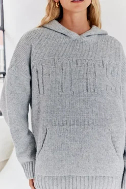 Embossed Knitted Co-Ord Hoodie|Fits Online