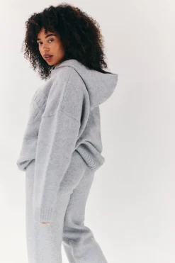 Embossed Knitted Co-Ord Hoodie|Fits Online