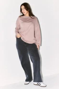 Embroidered Crew Neck Long Sleeve T-Shirt|Fits Hot