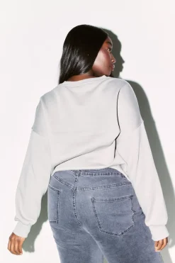 Slogan Knitted Crew Neck Sweatshirt|Fits Online