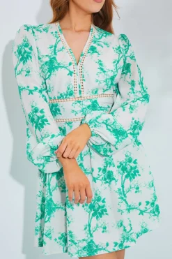 Floral Broderie Trim Mini Skater Dress|In The Style New