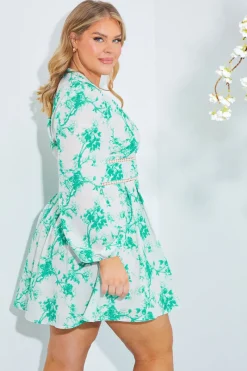 Floral Broderie Trim Mini Skater Dress|In The Style New