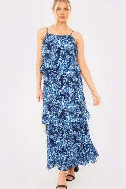 Floral Chiffon Tiered Frill Detail Midaxi Dress|In the Style New