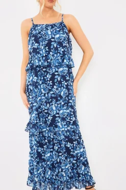 Floral Chiffon Tiered Frill Detail Midaxi Dress|In the Style New