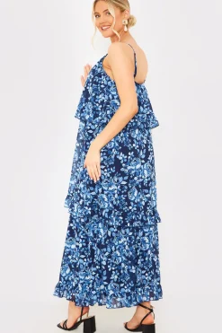 Floral Chiffon Tiered Frill Detail Midaxi Dress|In the Style New