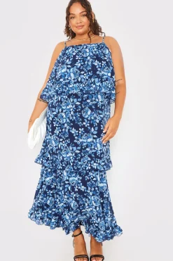 Floral Chiffon Tiered Frill Detail Midaxi Dress|In the Style New