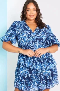 Floral Chiffon Wrap Detail Mini Dress|In the Style Discount