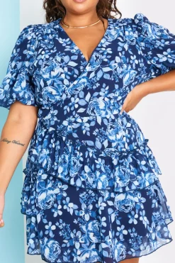 Floral Chiffon Wrap Detail Mini Dress|In the Style Discount