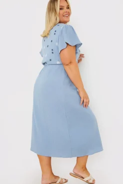 Floral Embroidered Wrap Midi Dress|In the Style Clearance