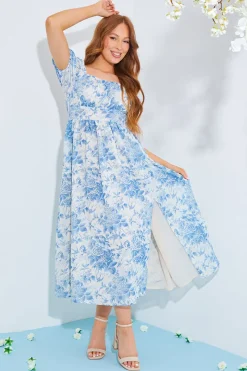 Floral Milkmaid Midi Dress|In The Style Clearance