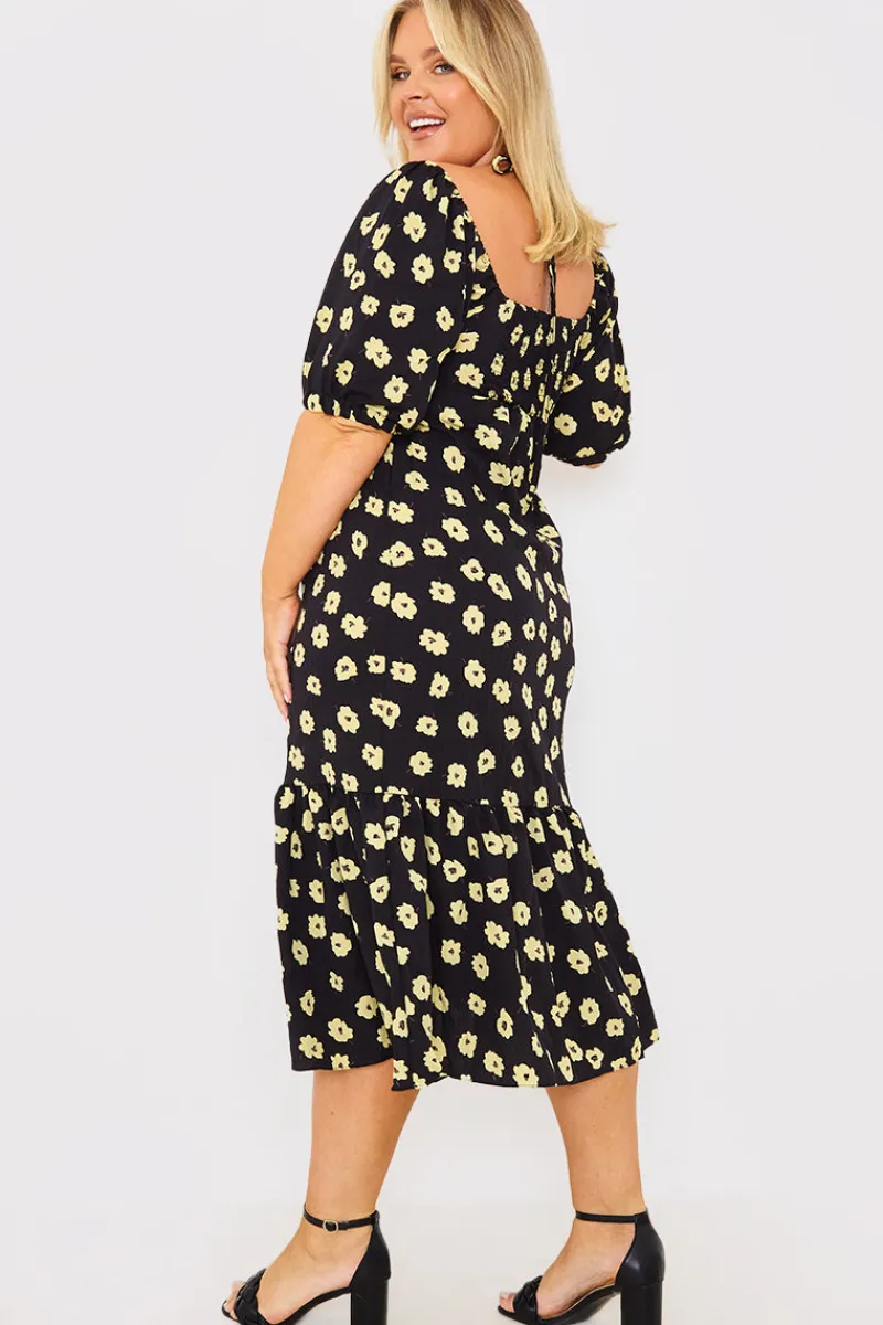 Floral Plunge Short Sleeve Midi Dress|In The Style Best