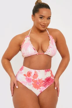 Floral Print High Waisted Bikini Bottom|In the Style Clearance
