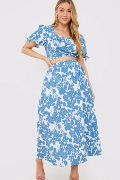 Floral Print Midi Skirt|In the Style Clearance