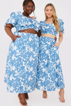 Floral Print Midi Skirt|In the Style Clearance