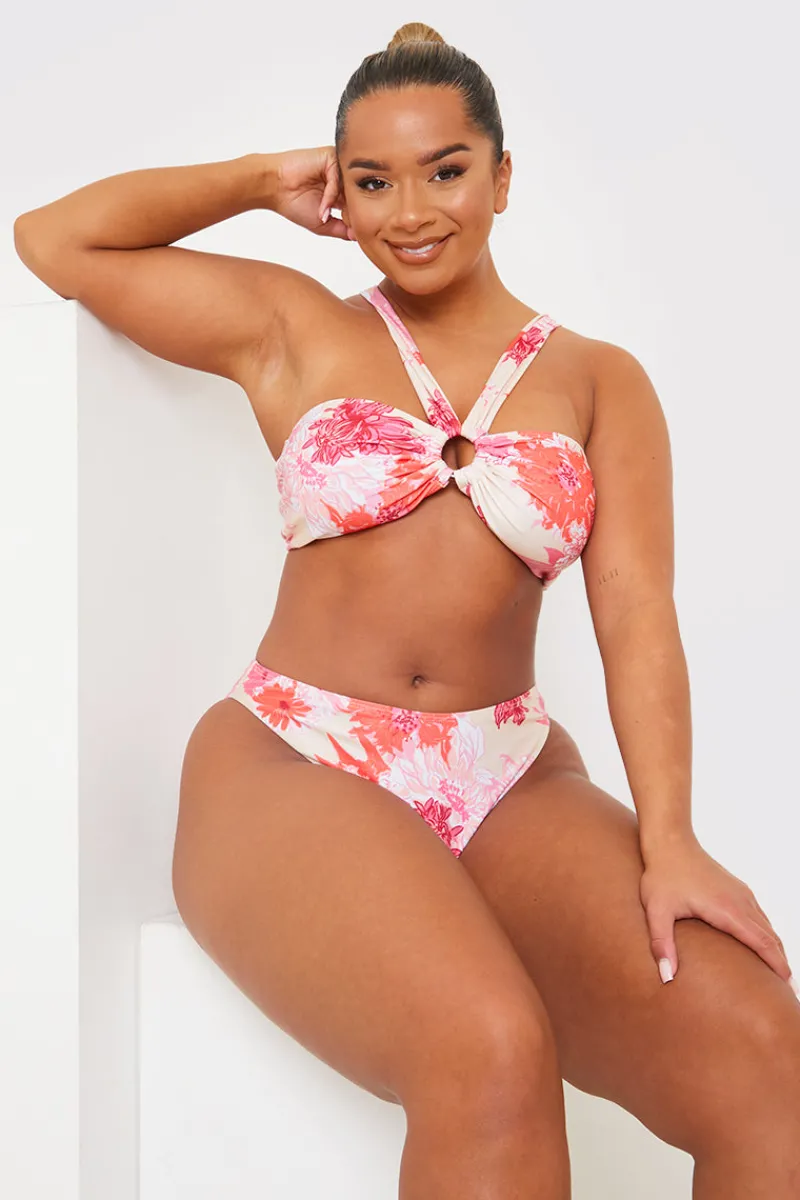 Floral Print Multiway Strap Ring Detail Bikini Top|In the Style Sale