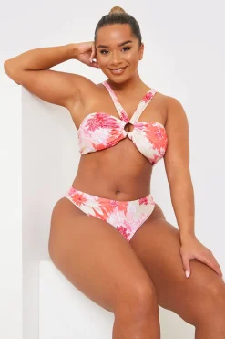 Floral Print Multiway Strap Ring Detail Bikini Top|In the Style Sale