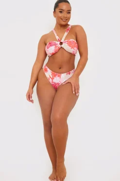 Floral Print Multiway Strap Ring Detail Bikini Top|In the Style Sale