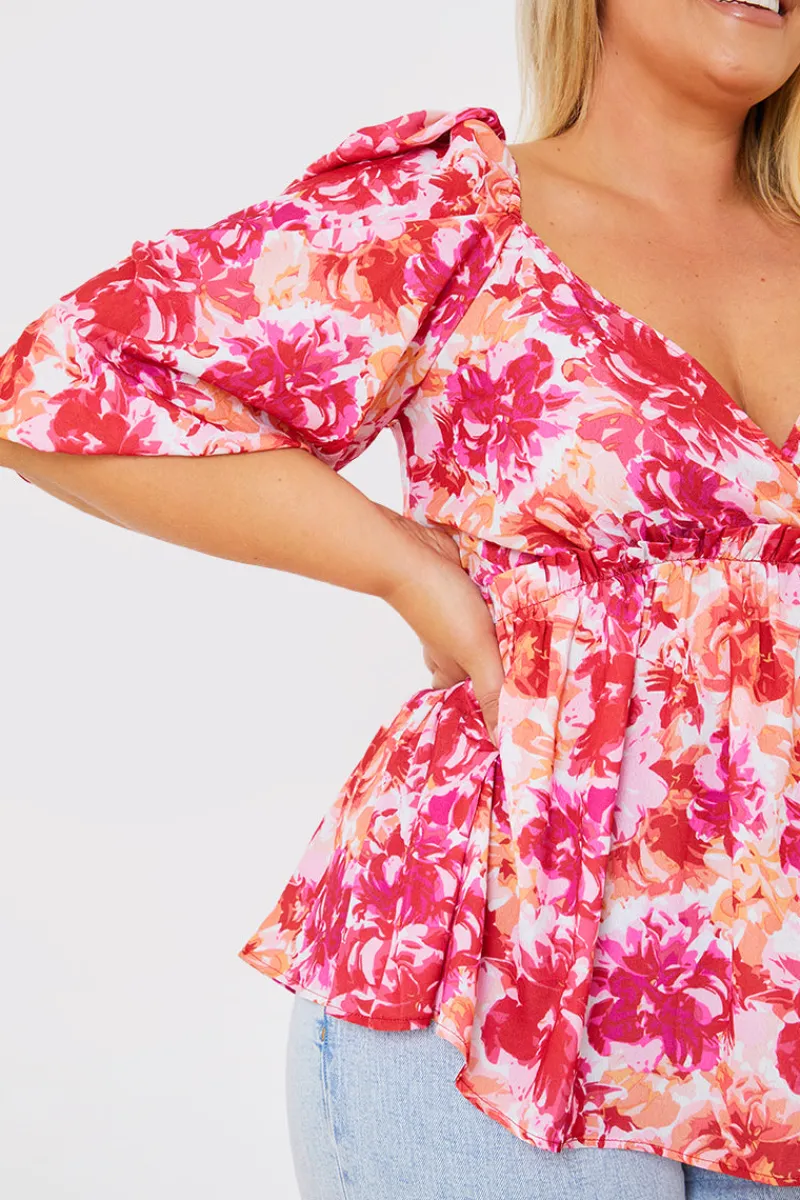 Floral Print Puff Sleeve Blouse|In the Style New