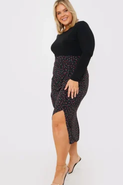 Floral Print Ruched Midi Skirt|In the Style Clearance