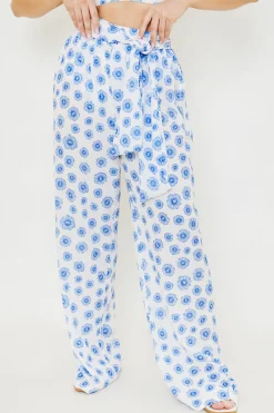Floral Print Tie Detail Wide Leg Trousers|In the Style Discount