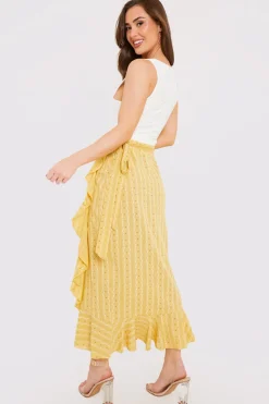 Floral Print Wrap Midaxi Skirt|In the Style Hot