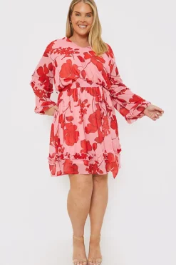 Floral Printed Chiffon Frill Detail Balloon Sleeve Mini Dress|In the Style Best