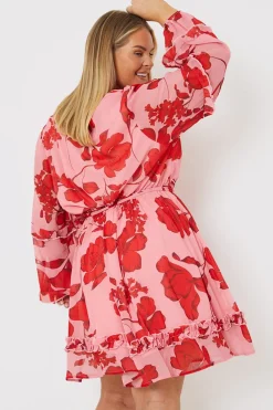 Floral Printed Chiffon Frill Detail Balloon Sleeve Mini Dress|In the Style Best