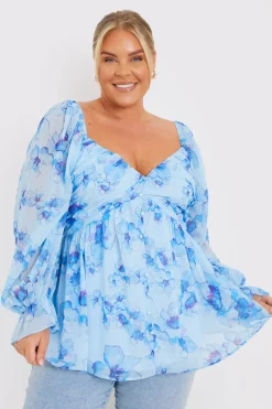 FLORAL RUCHED BUST SMOCK TOP|In the Style Best
