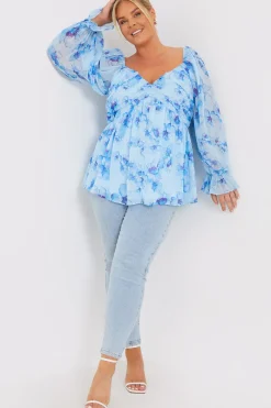 FLORAL RUCHED BUST SMOCK TOP|In the Style Best