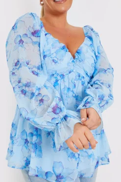 FLORAL RUCHED BUST SMOCK TOP|In the Style Best
