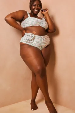 Floral So Perfect High Waisted Ruched Bikini Bottoms|In The Style Online