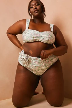 Floral So Perfect High Waisted Ruched Bikini Bottoms|In The Style Online