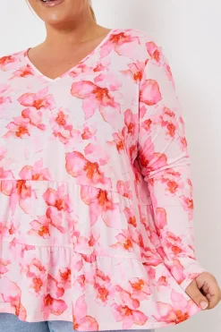 FLORAL TIERED JERSEY SMOCK TOP|In the Style Best