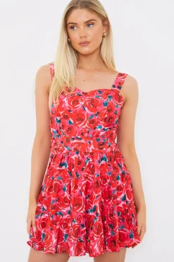 Floral Tiered Mini Dress|In the Style New
