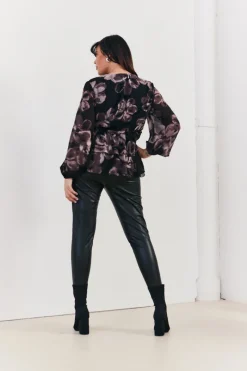 Floral V Neck Frill Detail Blouse|In The Style Best