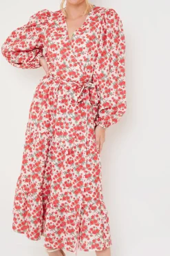 Floral Wrap Midi Dress|In the Style Discount