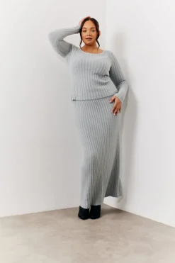 Fluffy Rib Co-Ord Midaxi Skirt|In The Style Sale