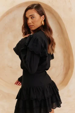 Frill Crochet Detail Co Ord Blouse|In The Style New