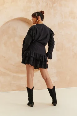 Frill Crochet Detail Co Ord Blouse|In The Style New