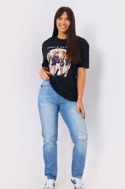 Girls Aloud Gold Slogan T-Shirt|In The Style Clearance