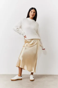 Satin Midi Skirt|In the Style Discount