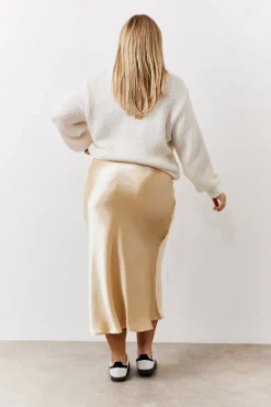 Satin Midi Skirt|In the Style Discount