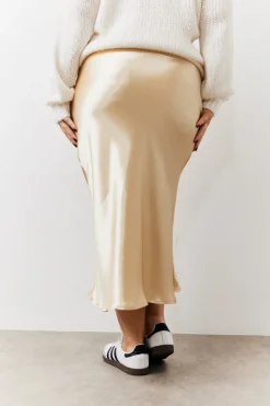 Satin Midi Skirt|In the Style Discount