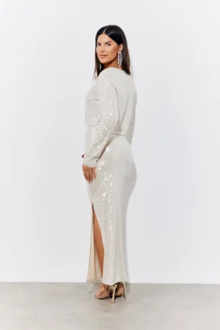 Sequin Slit Detail Midi Skirt|In the Style Sale